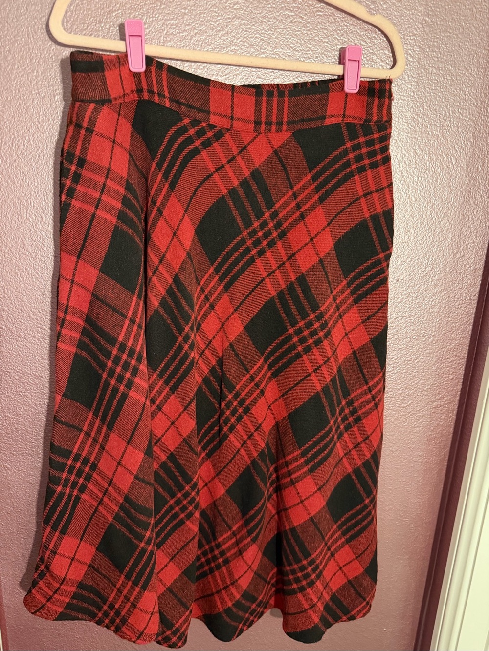 Cupshe Red and Black Plaid Circle Skirt